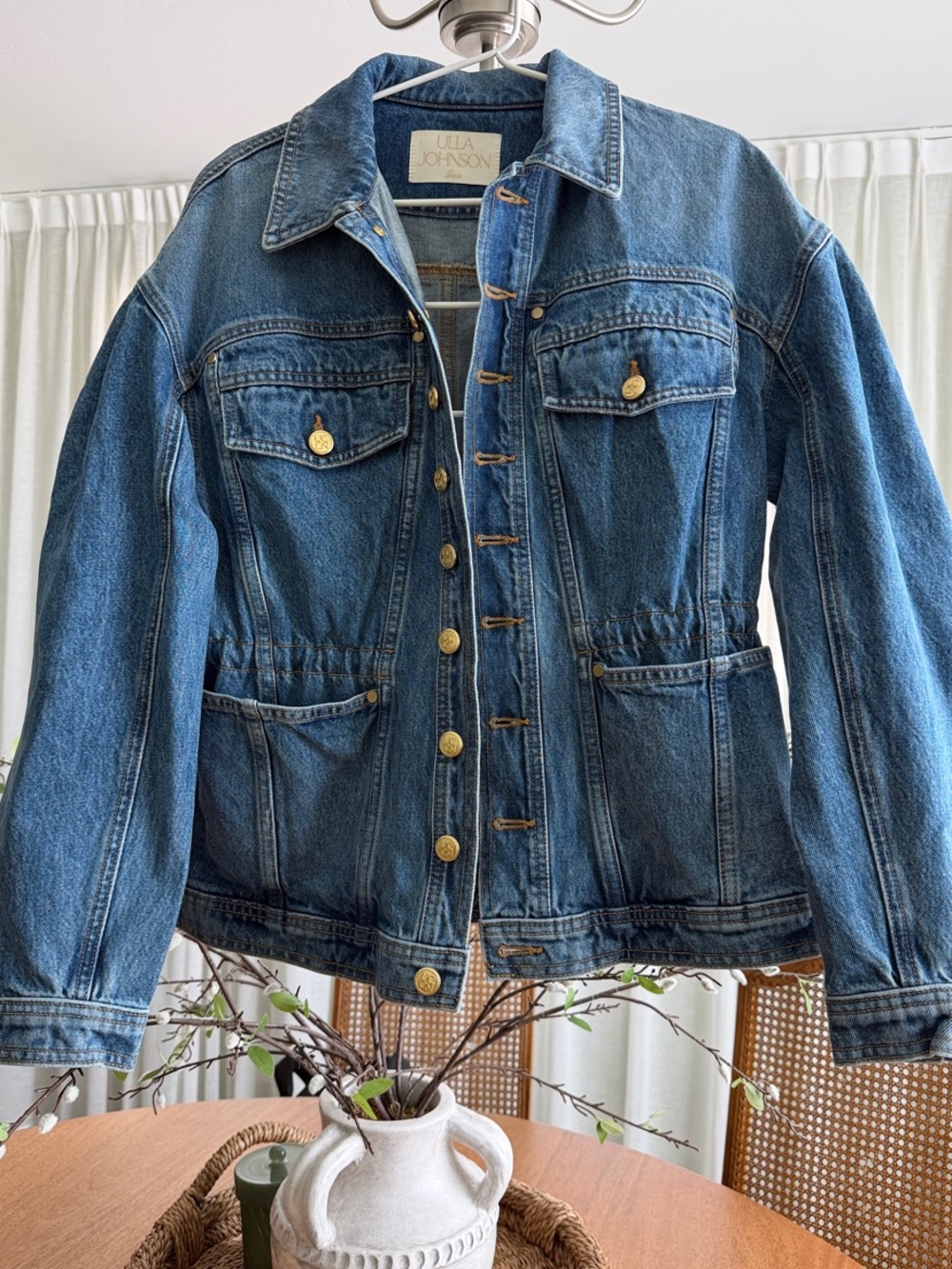 Ulla Johnson Blue Denim Jacket with Gold Buttons